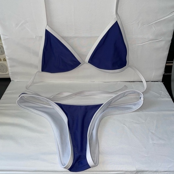 Zaful Bikini Set Triangle Top Strappy Halter Tie Back Cheeky Bottoms Compression - Picture 1 of 6